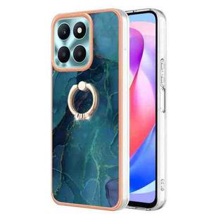 For Honor X6a Electroplating Marble Dual-side IMD Phone Case with Ring(Green 017)