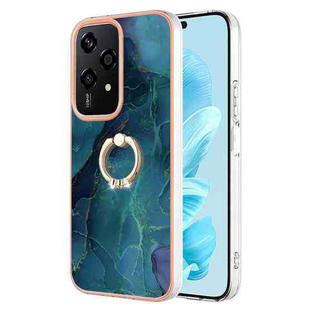 For Honor 200 Lite Global Electroplating Marble Dual-side IMD Phone Case with Ring(Green 017)