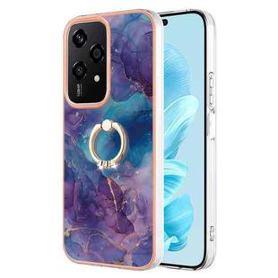 For Honor 200 Lite Global Electroplating Marble Dual-side IMD Phone Case with Ring(Purple 016)