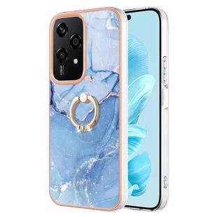 For Honor 200 Lite Global Electroplating Marble Dual-side IMD Phone Case with Ring(Blue 018)