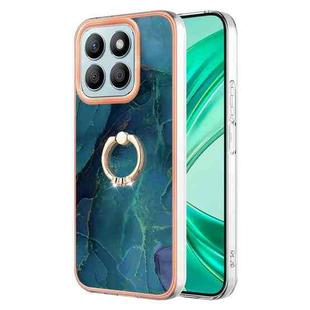 For Honor X8b Electroplating Marble Dual-side IMD Phone Case with Ring(Green 017)