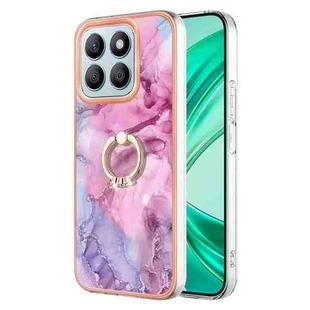 For Honor X8b Electroplating Marble Dual-side IMD Phone Case with Ring(Pink 013)