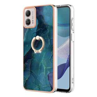 For Motorola Moto G53 5G Electroplating Marble Dual-side IMD Phone Case with Ring(Green 017)