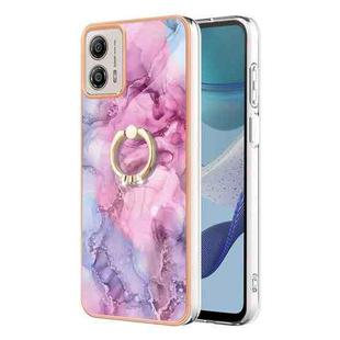 For Motorola Moto G53 5G Electroplating Marble Dual-side IMD Phone Case with Ring(Pink 013)
