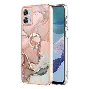 For Motorola Moto G53 5G Electroplating Marble Dual-side IMD Phone Case with Ring(Rose Gold 015)