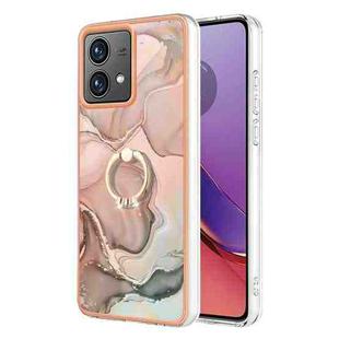 For Motorola Moto G84 Electroplating Marble Dual-side IMD Phone Case with Ring(Rose Gold 015)