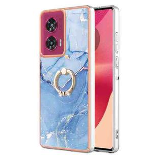 For Motorola Edge 50 Fusion Electroplating Marble Dual-side IMD Phone Case with Ring(Blue 018)