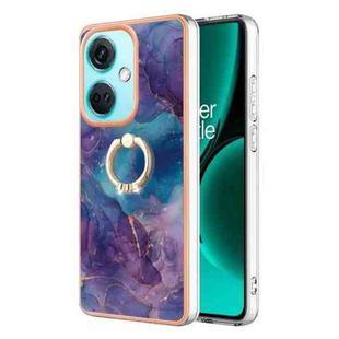 For OnePlus Nord CE 3 Electroplating Marble Dual-side IMD Phone Case with Ring(Purple 016)