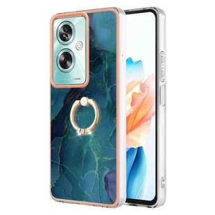 For OPPO A79 5G Global Electroplating Marble Dual-side IMD Phone Case with Ring(Green 017)