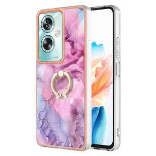 For OPPO A79 5G Global Electroplating Marble Dual-side IMD Phone Case with Ring(Pink 013)