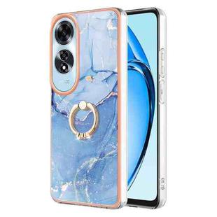 For OPPO A60 Electroplating Marble Dual-side IMD Phone Case with Ring(Blue 018)