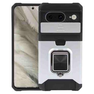 For Google Pixel 8 Camera Shield Card Slot PC+TPU Phone Case(Silver)