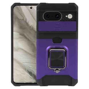 For Google Pixel 8 Camera Shield Card Slot PC+TPU Phone Case(Purple)