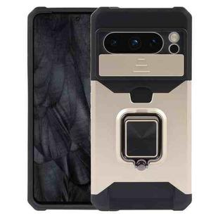 For Google Pixel 8 Pro Camera Shield Card Slot PC+TPU Phone Case(Gold)