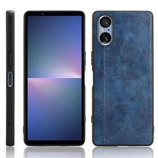 For Sony Xperia 5 V Sewing Cow Pattern Skin PC + PU + TPU Phone Case(Blue)