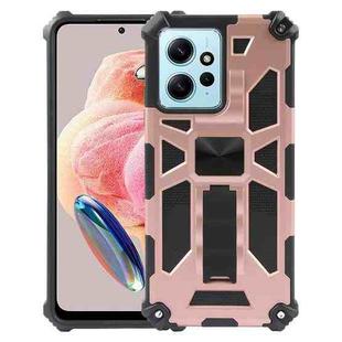For Xiaomi Redmi Note 12 4G Shockproof TPU + PC Magnetic Phone Case with Holder(Rose Gold)