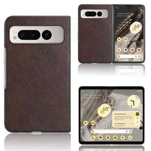 For Google Pixel Fold Litchi Texture Back Cover Phone Case(Brown)