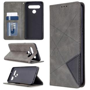 For LG K61 Rhombus Texture Horizontal Flip Magnetic Leather Case with Holder & Card Slots & Wallet(Grey)