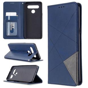 For LG K61 Rhombus Texture Horizontal Flip Magnetic Leather Case with Holder & Card Slots & Wallet(Blue)