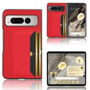 For Google Pixel Fold Litchi Texture Card Slots Back Cover Phone Case(Red)