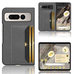 For Google Pixel Fold Litchi Texture Card Slots Back Cover Phone Case(Grey)