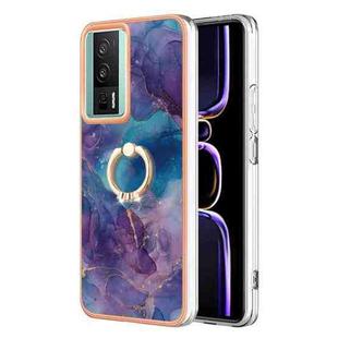 For Xiaomi Poco F5 Pro 5G / Redmi K60 Electroplating Marble Dual-side IMD Phone Case with Ring(Purple 016)