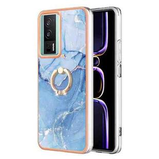 For Xiaomi Poco F5 Pro 5G / Redmi K60 Electroplating Marble Dual-side IMD Phone Case with Ring(Blue 018)