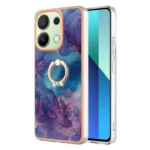 For Xiaomi Redmi Note 13 4G Global Electroplating Marble Dual-side IMD Phone Case with Ring(Purple 016)