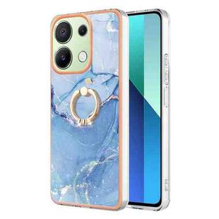 For Xiaomi Redmi Note 13 4G Global Electroplating Marble Dual-side IMD Phone Case with Ring(Blue 018)