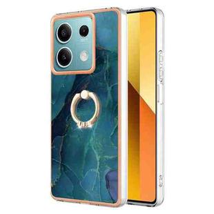 For Xiaomi Redmi Note 13 5G Global Electroplating Marble Dual-side IMD Phone Case with Ring(Green 017)