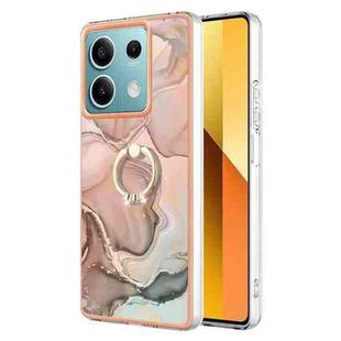 For Xiaomi Redmi Note 13 5G Global Electroplating Marble Dual-side IMD Phone Case with Ring(Rose Gold 015)