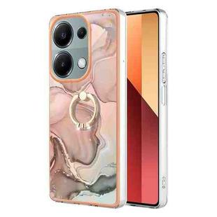 For Xiaomi Redmi Note 13 Pro 4G/Poco M6 Pro 4G Electroplating Marble Dual-side IMD Phone Case with Ring(Rose Gold 015)