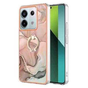For Xiaomi Redmi Note 13 Pro 5G Global Electroplating Marble Dual-side IMD Phone Case with Ring(Rose Gold 015)