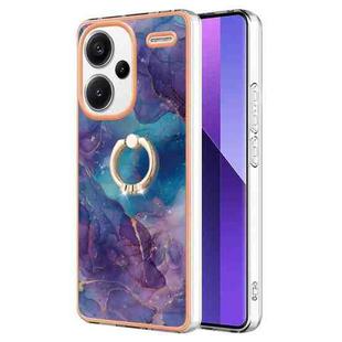 For Xiaomi Redmi Note 13 Pro+ 5G Electroplating Marble Dual-side IMD Phone Case with Ring(Purple 016)