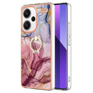 For Xiaomi Redmi Note 13 Pro+ 5G Electroplating Marble Dual-side IMD Phone Case with Ring(Rose Red 014)