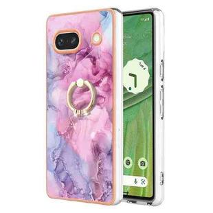 For Google Pixel 7a Electroplating Marble Dual-side IMD Phone Case with Ring(Pink 013)