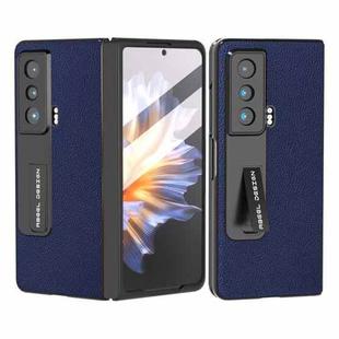 For Honor Magic Vs ABEEL Integrated Black Edge Genuine Leather Mino Phone Case with Holder(Royal Blue)