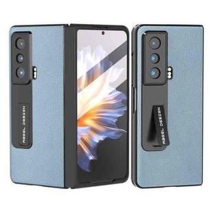 For Honor Magic Vs ABEEL Integrated Black Edge Genuine Leather Mino Phone Case with Holder(Blue)
