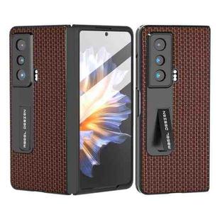 For Honor Magic Vs ABEEL Integrated Genuine Leather Luxury Series Phone Case with Holder(Coffee)