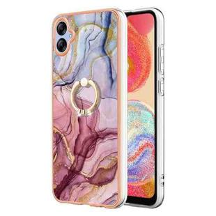 For Samsung Galaxy A04e Electroplating Marble Dual-side IMD Phone Case with Ring(Rose Red 014)