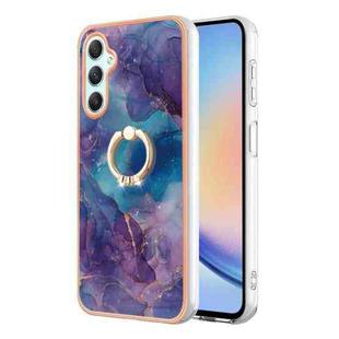For Samsung Galaxy A24 4G Electroplating Marble Dual-side IMD Phone Case with Ring(Purple 016)