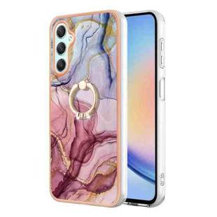 For Samsung Galaxy A24 4G Electroplating Marble Dual-side IMD Phone Case with Ring(Rose Red 014)