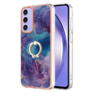 For Samsung Galaxy A15 5G Electroplating Marble Dual-side IMD Phone Case with Ring(Purple 016)