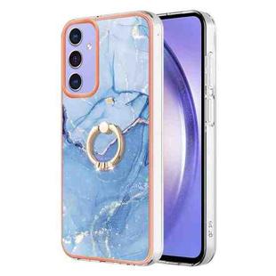 For Samsung Galaxy A15 5G Electroplating Marble Dual-side IMD Phone Case with Ring(Blue 018)