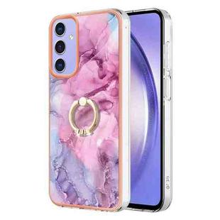 For Samsung Galaxy A15 5G Electroplating Marble Dual-side IMD Phone Case with Ring(Pink 013)