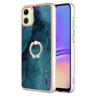 For Samsung Galaxy A05 Electroplating Marble Dual-side IMD Phone Case with Ring(Green 017)