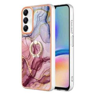 For Samsung Galaxy A05s Electroplating Marble Dual-side IMD Phone Case with Ring(Rose Red 014)