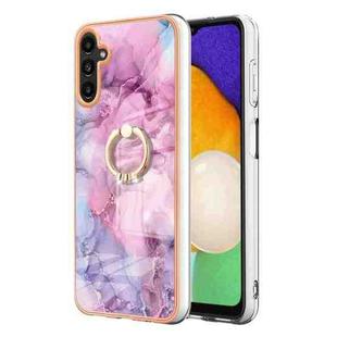 For Samsung Galaxy A55 Electroplating Marble Dual-side IMD Phone Case with Ring(Pink 013)