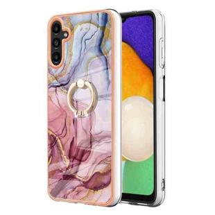For Samsung Galaxy A55 Electroplating Marble Dual-side IMD Phone Case with Ring(Rose Red 014)