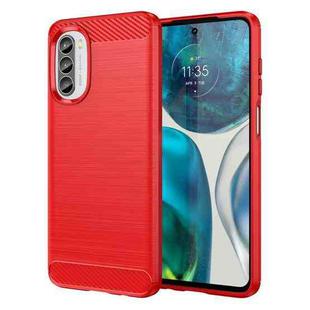 For Motorola Moto G52 Brushed Texture Carbon Fiber TPU Phone Case(Red)